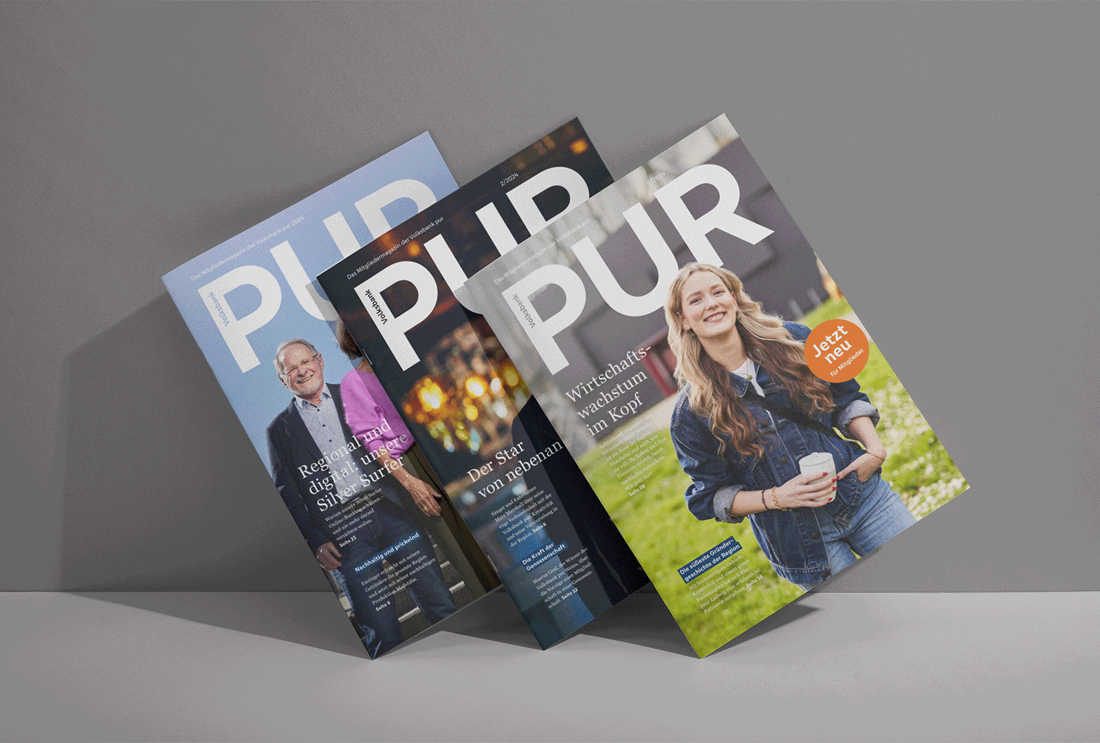 Cover des Magazins der Volksbank pur mit unterschiedlichen Motiven